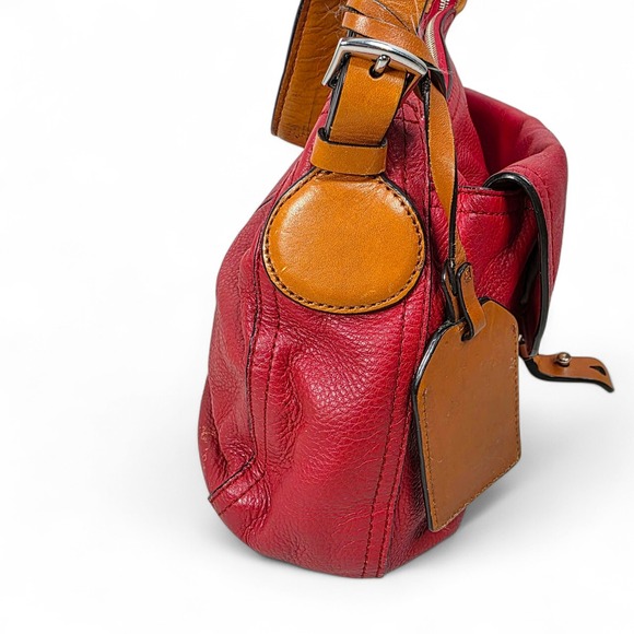 Ralph Lauren RLL Leather Bag Purse Handbag Red Brown - Picture 5 of 13